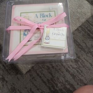 Pink Ribbon Baby Keepsake Block